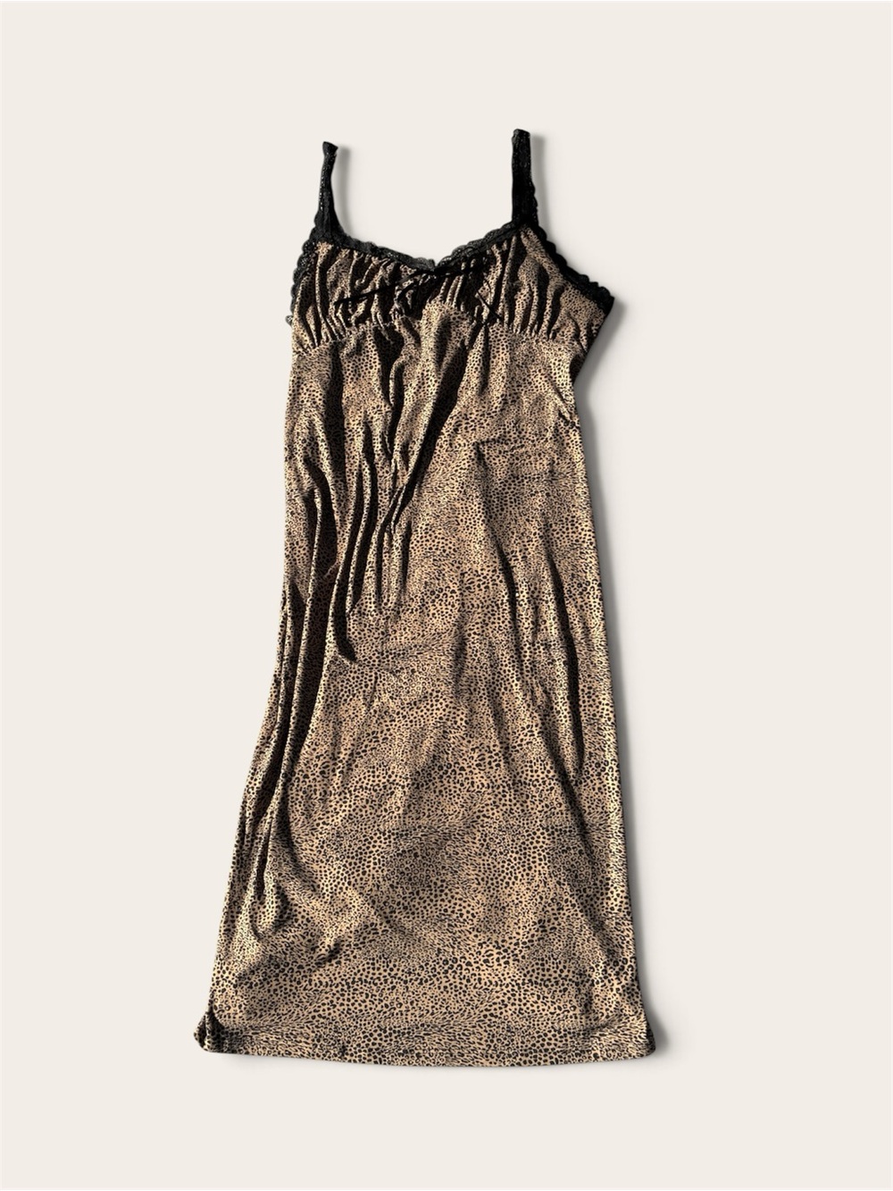 No Boundaries Y2K Leopard Print Lace Trim Slip Dress
